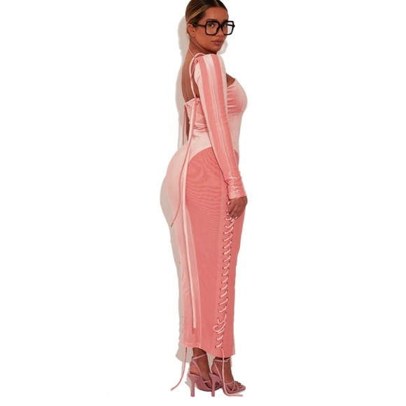 Flamingo Asymmetric Velvet Dress - Picture 3 of 4